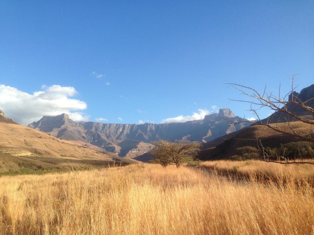 Güney Afrika Drakensberg sıradağlarında yürüyüş patikası