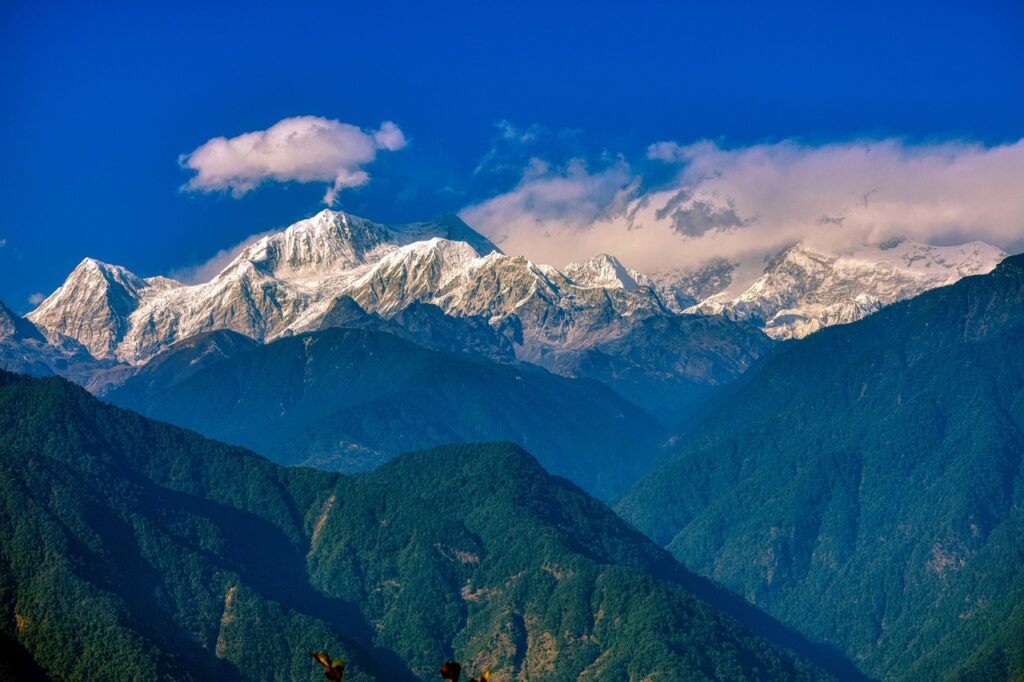 Sikkim'deki Rumtek Manastırı'nın renkli cephesi ve avlusu
